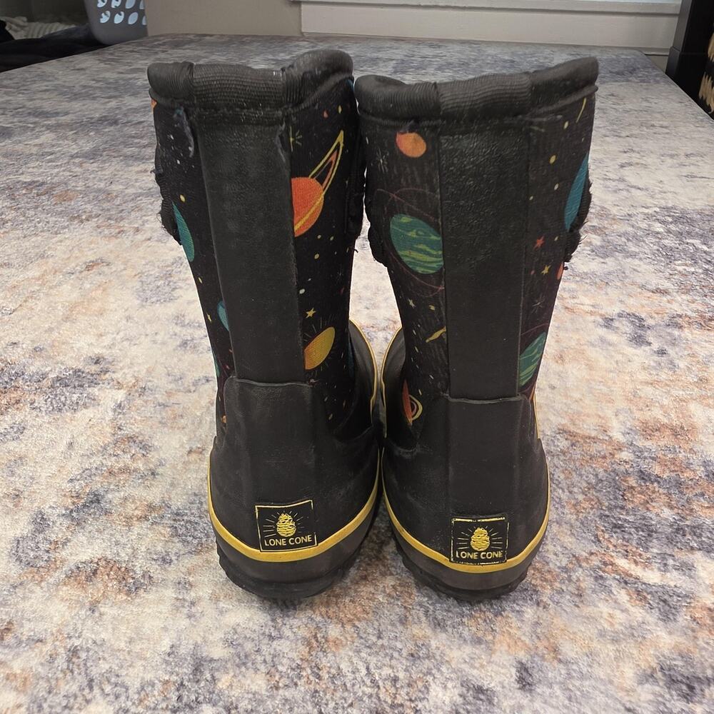 Lone Cone Boots Kids Size 7 Black MudBoot Space Planets Waterproof Winter Snow - Picture 5 of 13